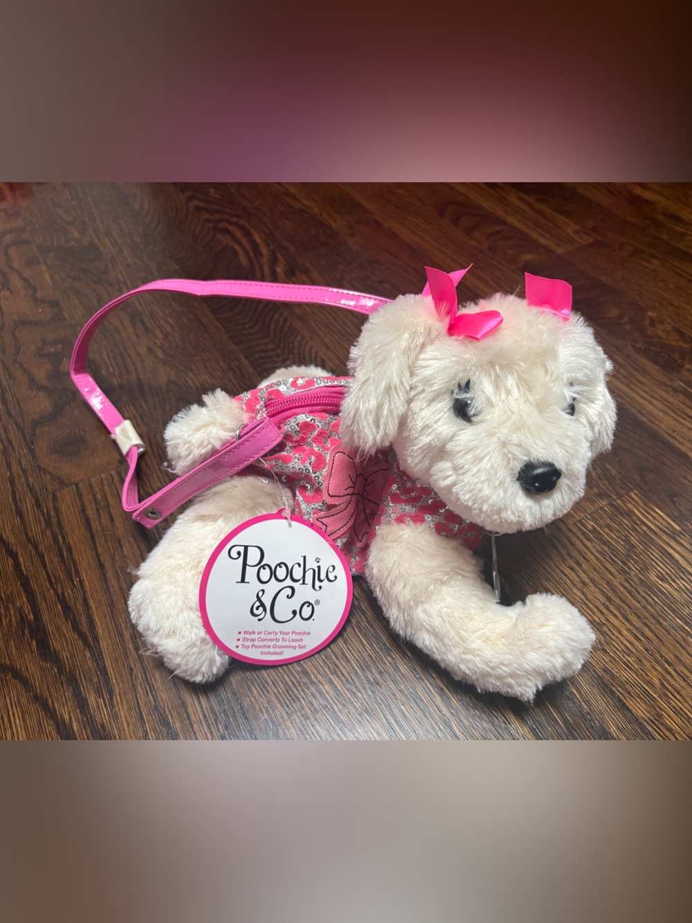 New Poochie & Co Plush Dog Crossbody Bag